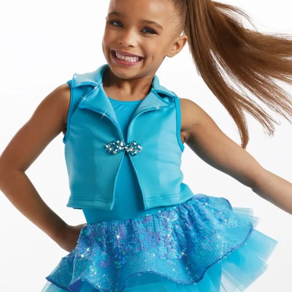 Weissman Turquoise Sparkle Kids Dance Costume
